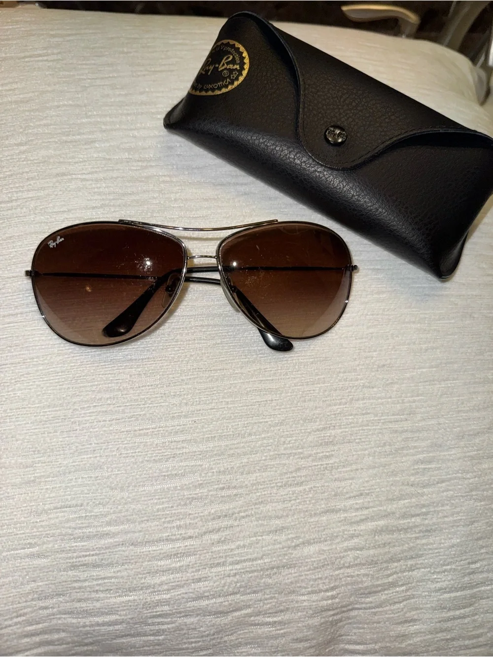 Ray-Ban Aviator Sunglasses Brown Gradient Lens • Classic w/ Case - Picture 4 of 7